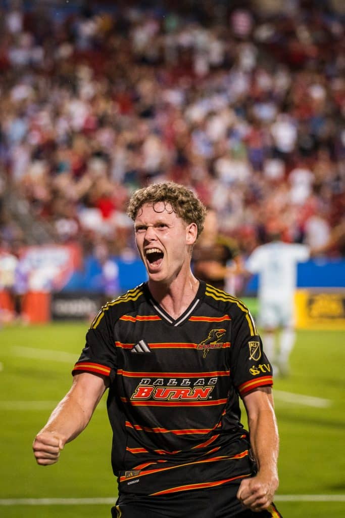 FC Dallas Soccer player celebrating a goal.