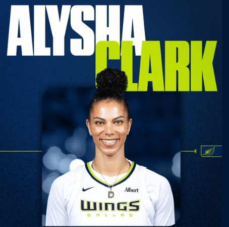 Alysha Clark WNBA Basketball player portrait with text