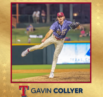 Gavin Collyer MiLB Baseball player pitching on field