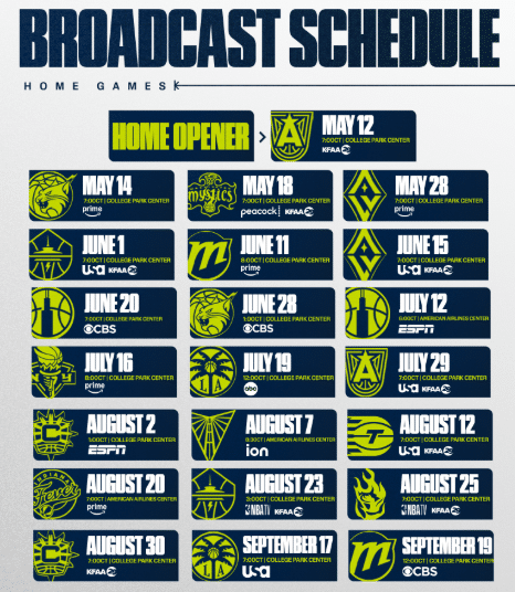 WNBA Dallas Wings Home game broadcast schedule for May