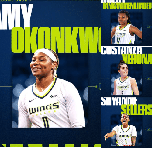 Dallas Wings WNBA Basketball players promoting team spirit