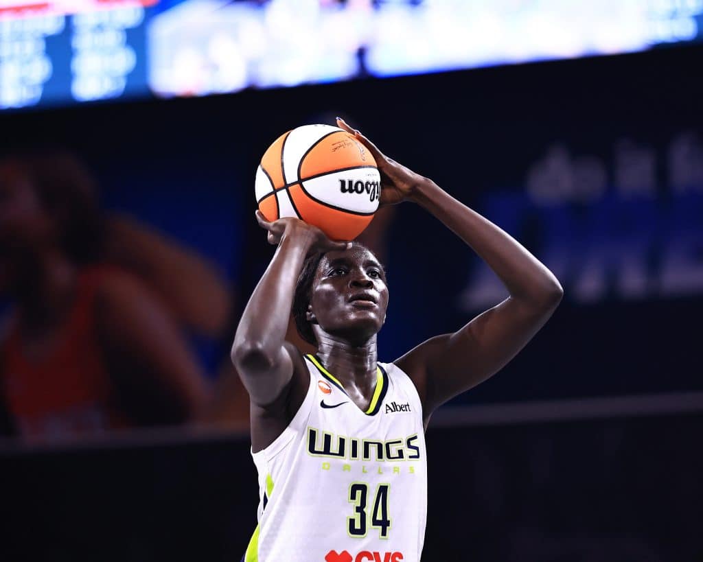 WNBA Basketball player preparing to shoot