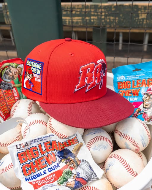 Frisco RoughRiders MiLB Baseball cap and bubble gum display