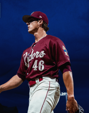 MiLB Baseball player in maroon uniform